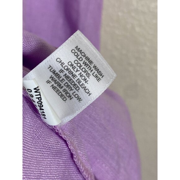 J. Jill Love Linen Essential Button Up Long Sleeve Tunic Top Size Large Purple - Picture 7 of 13